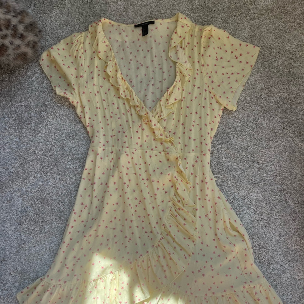 Yellow Floral Ruffle Dress